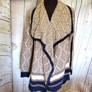 St. John's Bay wide collar cardigan gray, navy ST